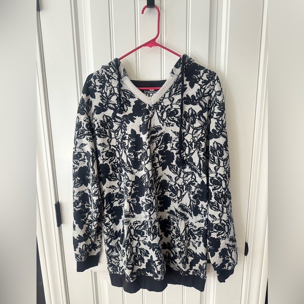 Straight Faded Floral Hooded Sweatshirt